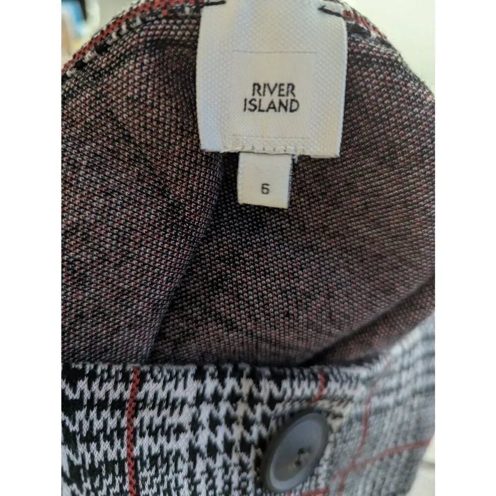 River Island check button up pinafore dress
